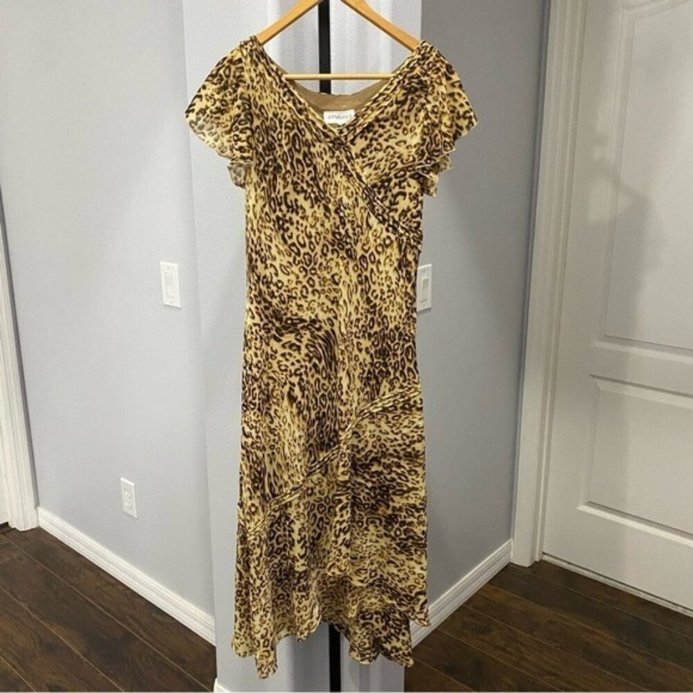 Studio 1 Leopard Cheetah Print Midi Length Whimsy Fairy Y2K 90s Chiffon Size 10